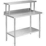 Helloshop26 - table de travail de cuisine avec étagère 120 x 60 x 120 cm acier inoxydable Helloshop26 - table de travail de cuisine avec étagère 120 x 60 x 120 cm acier inoxydable