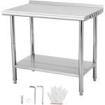 Table de travail ou établi en inox avec rebord de protection, 91x61x90cm, table de travail en inox table ... Table de travail ou établi en inox avec rebord de protection, 91x61x90cm, table de travail en inox table ...
