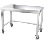 Table de travail en inox 1500 x 700 mm avec renfort sur roulettes premium - goldinox
