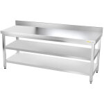 Table de travail en inox 2000 x 800 mm adoss�e avec 2 �tag�res premium - goldinox