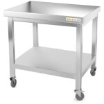 Table de travail en inox soubassement 700 x 700 mm sur roulettes premium - goldinox