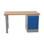 Table de travail renforc�e - bloc 6 tiroirs - charge max 500kg - plateau : 2000x800mm - 4232743381