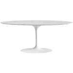 Table tulipe ovale en marbre haute de gamme - plateau marbre blanc carrara - largeur 200 cm - pitement ...