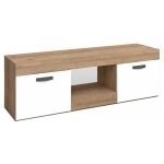 Vmo home - meuble tv argos 2, blanc et naturel, 2 portes, module de salon, salle � manger, style moderne, ...