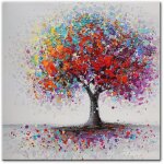 Tableau , abstrait arbres paysage peintures  l'huile impression sans cadre 50x50cm,
