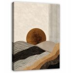 Tableau abstrait art deco lignes beiges pour chambre salon sur toile 40x30