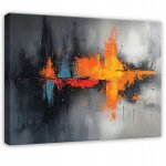 Tableau abstrait gris noir pour chambre salon cuisine sur toile 60x40