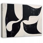 Tableau abstrait noir beige gris pour chambre salon sur toile 60x40 cm