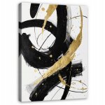 Tableau abstrait or glamour noir pour chambre salon sur toile 60x40