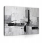 Tableau abstrait pour salon sur toile murale grand gris moderne 60x40