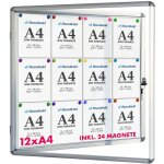 Tableau d'affichage vitrine premium 94 x 98 cm 12 x a4 avec 24 aimants