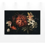 Bricoflor - tableau baroque fleuri fond noir | tableau fleur multicolore pour salon lgant | tableau ...