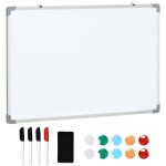 Tableau blanc magn�tique cadre aluminium 90 x 60 cm avec feutres, effaceur et aimants