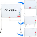Tableau blanc magn�tique double face, mesurant 90 x 60 cm, est r�glable en hauteur, effa�able et utilisable ...