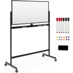 Tableau blanc magnetique rotatif a 360� hauteur reglable sur 2 positions avec 4 roues universelles, tableau ...