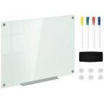 Tableau blanc magn�tique verre 90x60 cm - 4 marqueurs, 6 aimants, effaceur, �tag�re, chevalet et support ...