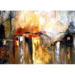 Tableau connu abstrait marron dor� & gris | tableau moderne id�al salon | tableau sur toile chambre adulte ...