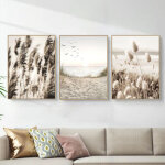 Tableau d�coration murale 3x (30x42cm)mindful beige beach sans cadres - set de poster premium pour la ...