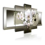 Paris prix - tableau imprim� 'orchid & zen garden in grey' 50 x 100 cm