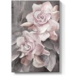 Tableau imprim� rose - fleurs roses - gris - art mural - d�coration moderne - pour salle � manger, salon, ...
