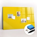 Tableau magntique, panneau d'affichage, pense - bte, impression sur verre ? 90 cm x 60 cm - jaune