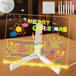 Tableau  message led, 30x20cm tableau lumineux, 7 stylos de couleur, avec interrupteur, essuyable, acrylique ...