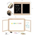 Tableau mural triptyque magntique - jeujura - ardoise centrale magntique, 2 volets face blanche et ...