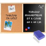 Tableau panneau liège + tableau craie et magnétique 60 x 40 cm Tableau panneau liège + tableau craie et magnétique 60 x 40 cm