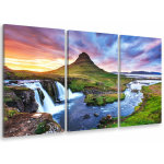 Tableau triptyque paysage cascade en islande - 90x60 cm
