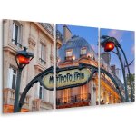 Hxadeco - tableau triptyque urbain metro et faades parisiennes - 90x60 cm