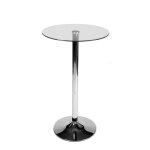 Table en verre ronde avec hauteur de 105 cm verre clair