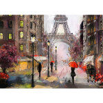 Tableau paris ville effet peinture | tableau multicolore avec tour eiffel & immeuble | tableau sur toile ...