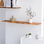 Tablette bois acacia huil� rectangle - etag�re murale rustique - 18x195x1200mm - etag�re de bureau, cuisine, ...