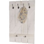 Tablette murale, porte - tasse hwc - d13, �tag�re / vestiaire / planche � 6 crochets - blanc shabby