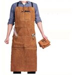 Tablier de soudeur avec 6 poches, tablier de travail en cuir anti - chaleur ignifuge, tablier de menuisier ...