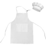 Tablier + toque chef r�glables taille l ? blanc, 2 poches, usage cuisine / p�tisserie / manuels ? 7 � ...