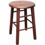 Okaffarefatto - tabouret avec assise ronde h 47cm couleur noyer foncpied droit