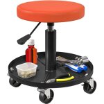 Tabouret d'atelier � 5 roulettes pivotantes 360�, hauteur r�glable 38 - 50 cm, avec plateau, 38 x 38 ...