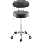 Tabouret d'atelier avec dossier, sige de mcanicien sur roulettes ajustable, capacit de charge jusqu' ...