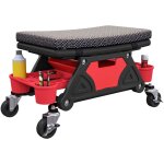 Tabouret d'atelier mobile - tabouret de mcanicien - coussin intgr, 3 plateaux outils - noir rouge