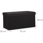 Tabouret banquette pouf de rangement pliant coffre repose - pieds 76 cm noir lin