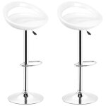 Tabouret de bar lot de 2 abs pivotant et r�glable en hauteur chaise de bar blanc