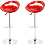 Tabouret de bar lot de 2 abs pivotant et r�glable en hauteur chaise de bar rouge