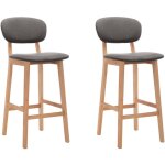 Vidaxl ? lot de 2 tabourets de bar gris clair en tissu ? hauteur d'assise 66 cm ? repose - pied int�gr� ...