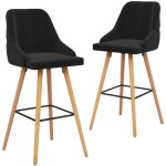Vidaxl ? lot de 2 tabourets de bar en velours noir ? hauteur d'assise 70 cm ? pieds en bois de h�tre ...
