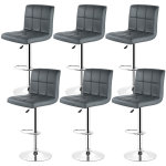 Tabouret de bar lot de 6 chaises de bar reglable en hauteur tabourets de cuisine en similicuir avec dossier ...