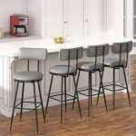 Tabouret de bar, adwolt, pu et m�tal, chaise de cuisine haute avec dossier et repose - pieds, hauteur ...