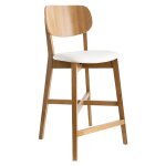 Tabouret de bar bois clair ch�ne et blanc h65 cm lucia