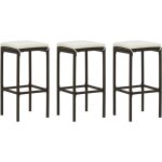 Vidaxl - tabourets de bar avec coussins lot de 3 marron résine tressée Vidaxl - tabourets de bar avec coussins lot de 3 marron résine tressée