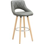 Woltu - tabouret de bar en cuir synthtique et bois massif avec dossier et repose - pieds 43x40x96cm ...